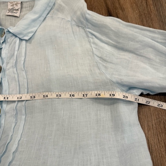 Match Point Linen Tunic Top Blouse Lagenlook Button Down Roll Tab XL - Picture 5 of 7